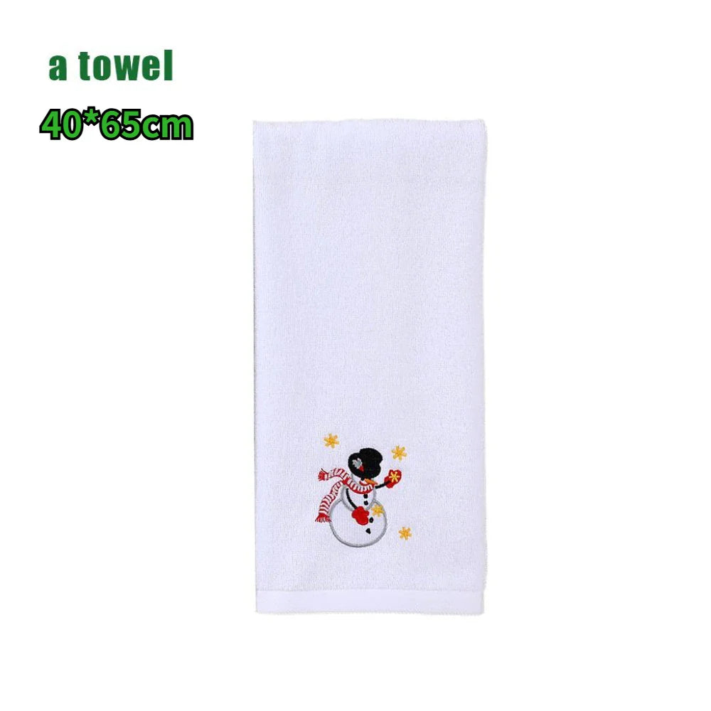 Christmas Embroidered Cotton Towels – Kitchen & Bathroom