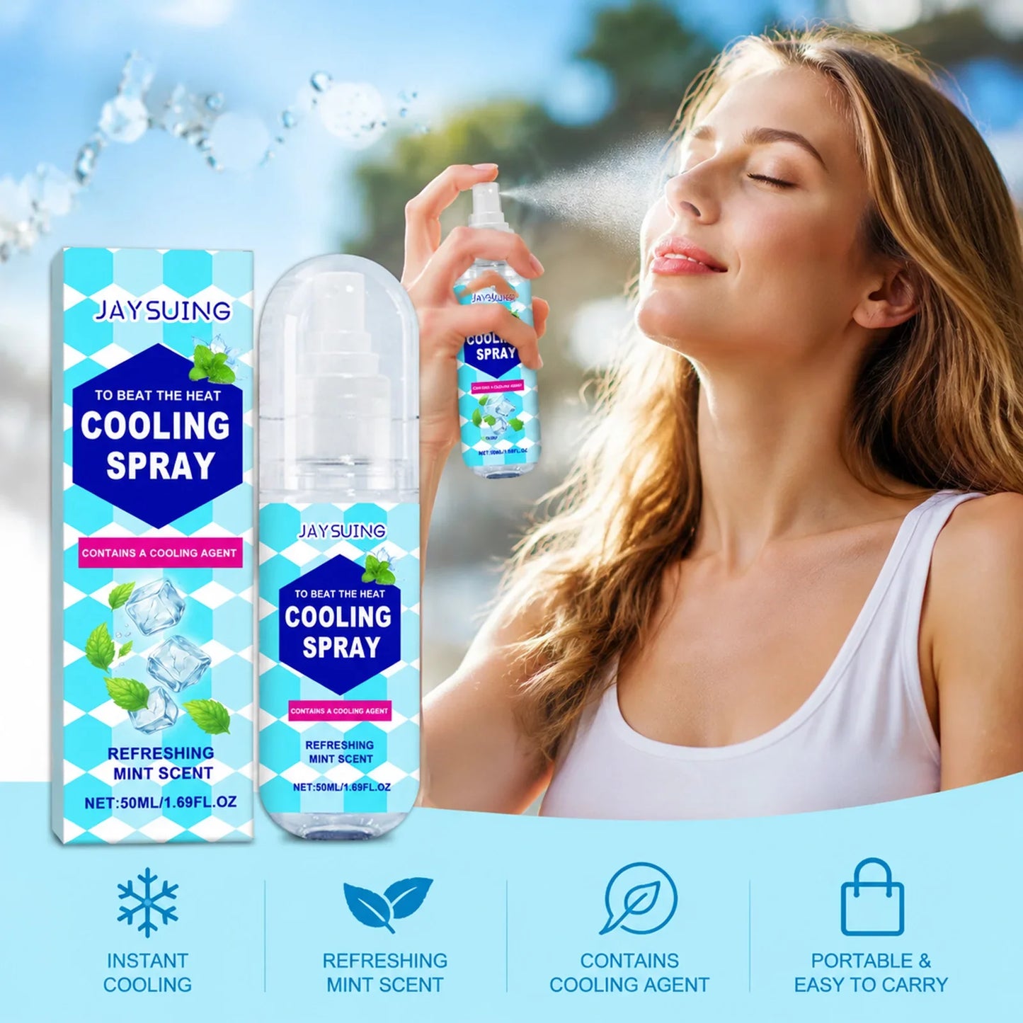 Instant Cooling Body Mist Spray – Peppermint Scent 50ml