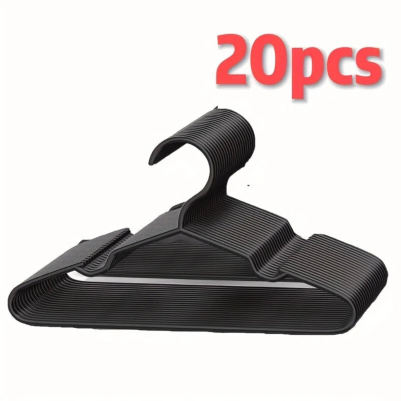 Non-Slip Plastic Clothes Hangers | Space Saving Heavy Duty Clothes Hangers Peaceful Pleasures Health and Wellness 20Pcs Black