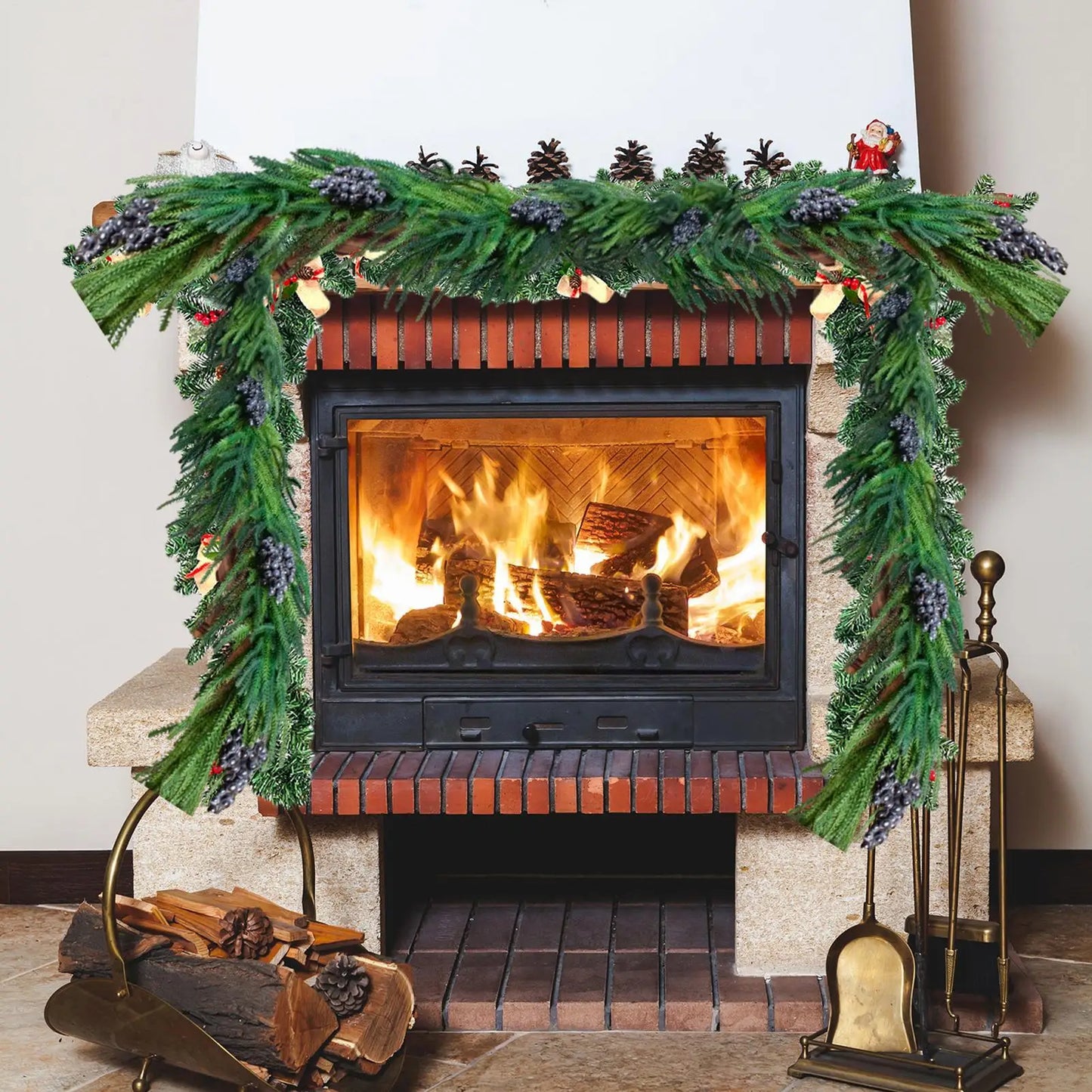 Artificial Pine Christmas Garland 70.8" with Berries | Holiday