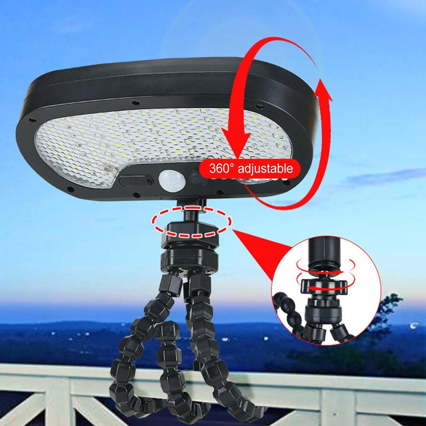 Solar Motion Sensor Fence Light | Flexible Tripod, Waterproof