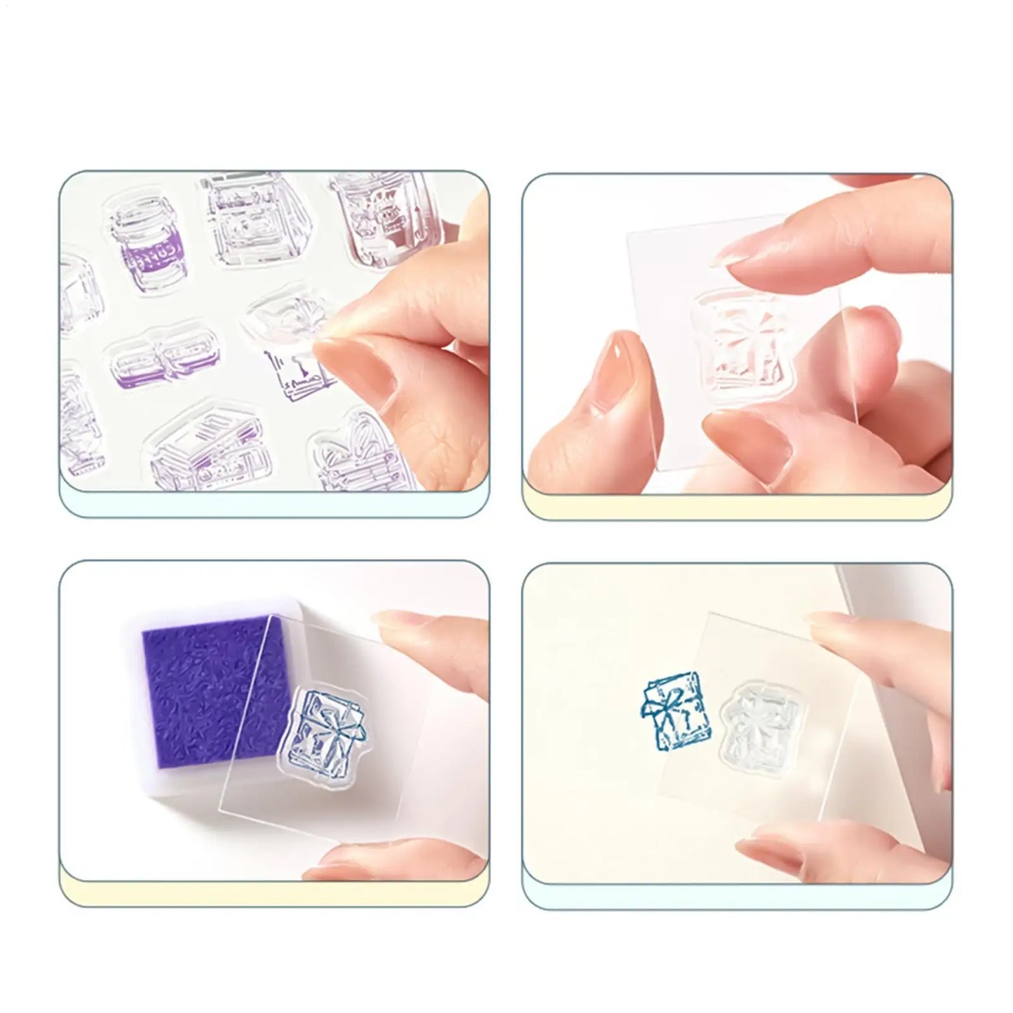 Clear Silicone Journaling Stamps with Acrylic Handle | Notebook
