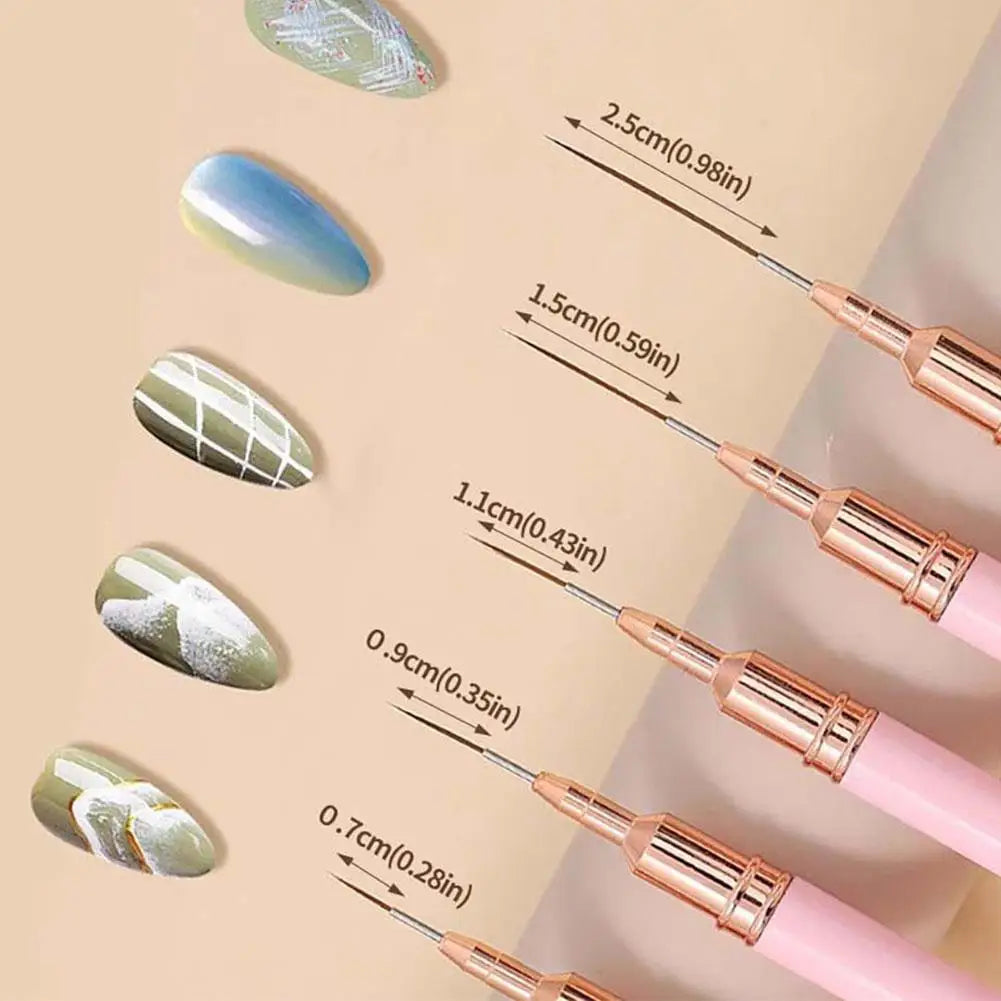 5-Piece Nail Art Liner Brush Set – UV Gel & Polish Nail Care Peaceful Pleasures Health and Wellness