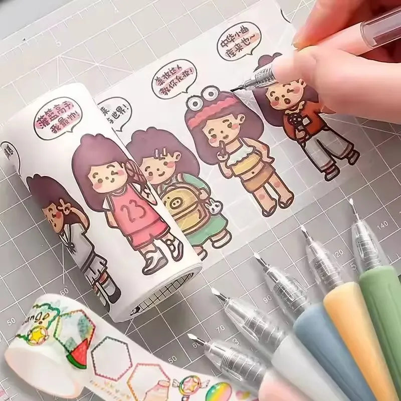 6/1pcs Wrapping Cutting Utility Pen Knife Retractable Press Hand Account Pen Knife Creative Art Paper Cutting Tool for Student Peaceful Pleasures Health and Wellness