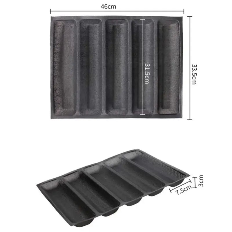 5-Cavity Silicone French Bread Baguette Pan | Nonstick Tray