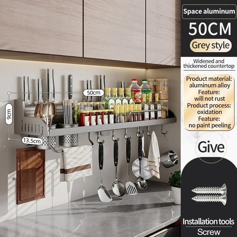 Wall Mounted Kitchen Storage Rack | Knife & Spice Organizer