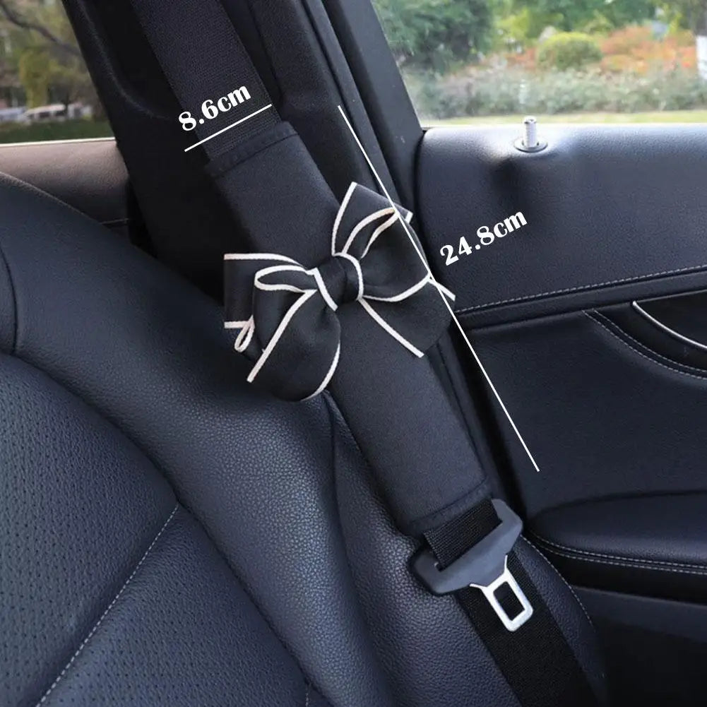 Cartoon Cute Seat Belt Shoulder Cover Bow Knot Car Decoration Supplies Set Interior Peaceful Pleasures Health and Wellness