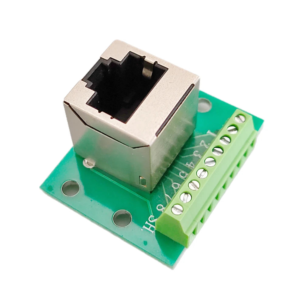 RJ45 Female to 2.54mm Pitch Terminal Adapter Board RJ45 Ethernet Port to KF128-9P Screw Terminal Breakout Board for PCB Peaceful Pleasures Health and Wellness Vertical