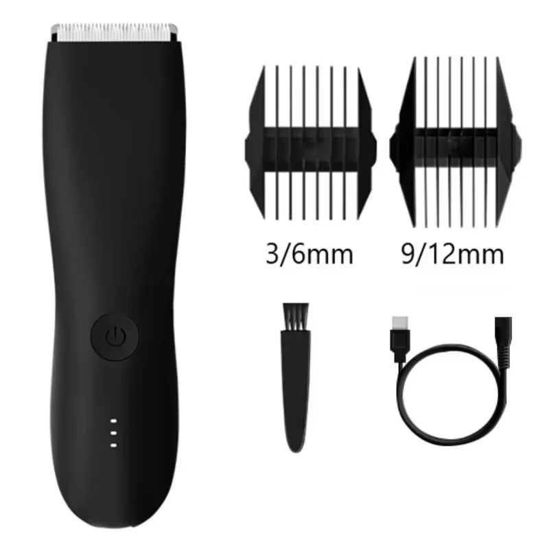 [IPX6] Men's Groin/Body Trimmer w/ SkinSafe - Foil Blades & Precision, Rechargeable Ball Shaver for Sensitive Skin Peaceful Pleasures Health and Wellness black