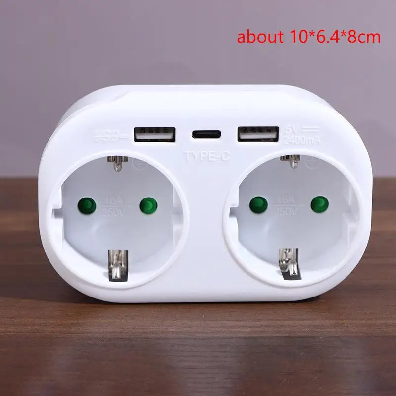 16A Plug Adapter Travel Charging German Standard Power Converter For Portugal Turkey 1 To 3 Plug EU Socket Adapter With Switch Peaceful Pleasures Health and Wellness 1pc A7