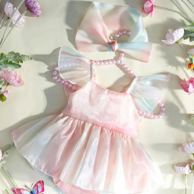 Baby Girl Bowknot Romper Dress & Headband Photo Outfit Set