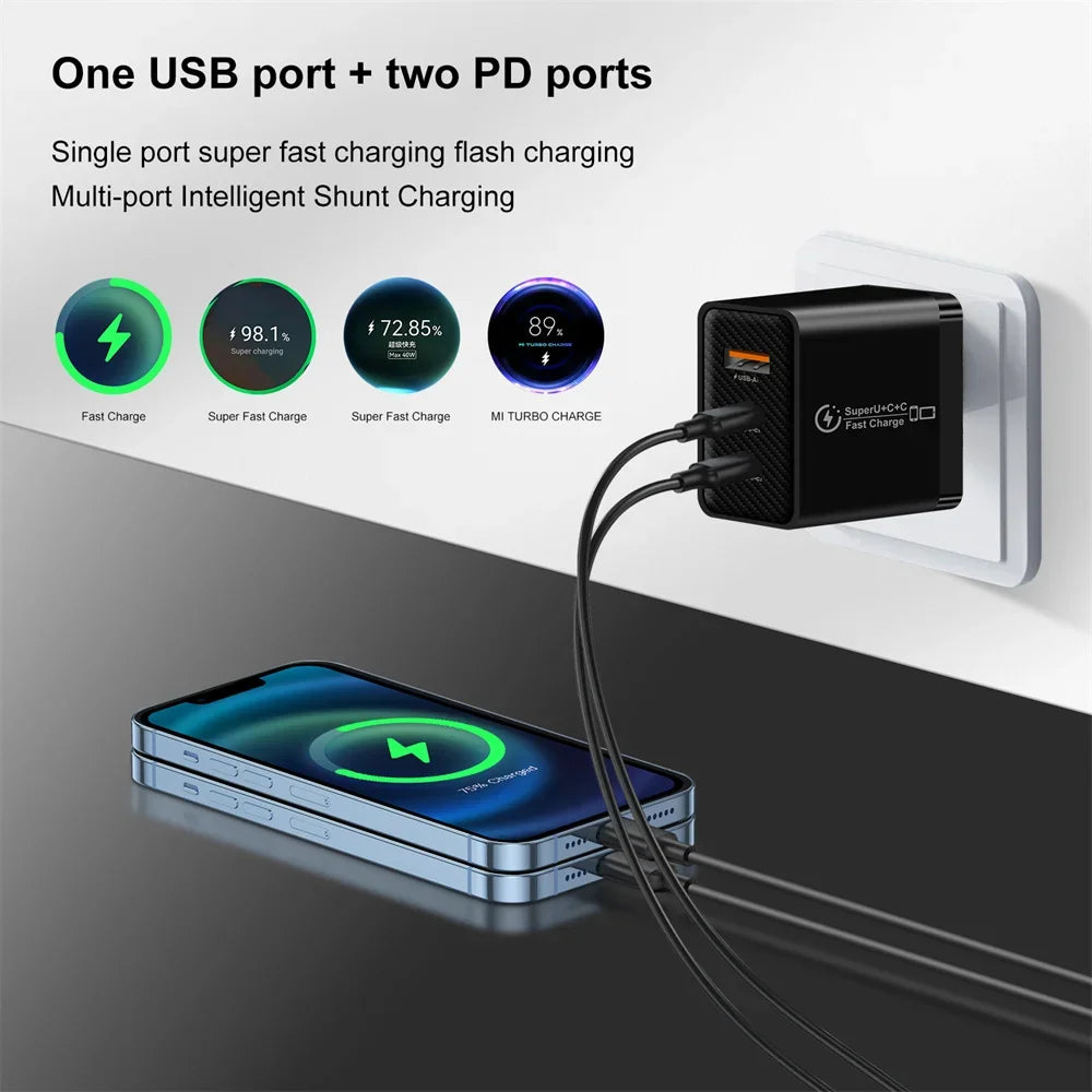 48W USB-C Fast Charger PD 3.0 – iPhone 15, Samsung & More
