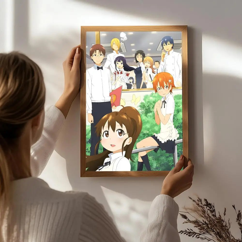 Anime W-Working!! Poster HD Self Adhesive Waterproof Wall Art Ideal for Home Office Dorm Bedroom Great Gift Peaceful Pleasures Health and Wellness White8 50X70cmNoframe
