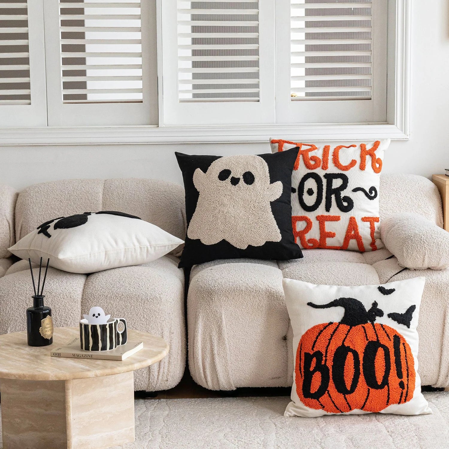 Battilo Halloween Decorative Pillow Cover Orange Pumpkin Cushion Case for Sofa Couch Linen Cotton Pillowcase for Home Fall Decor Peaceful Pleasures Health and Wellness