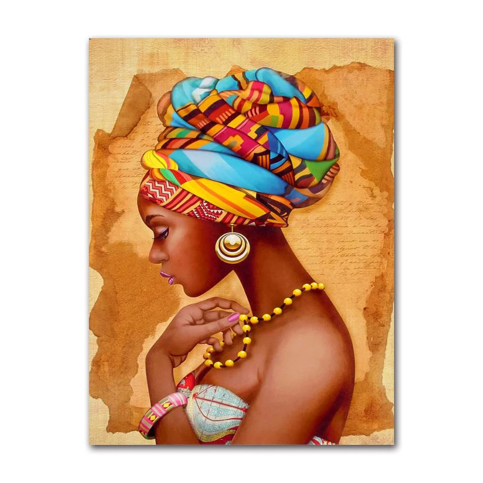 African Beauty Girl Canvas Wall Art | Modern Scandinavian Poster