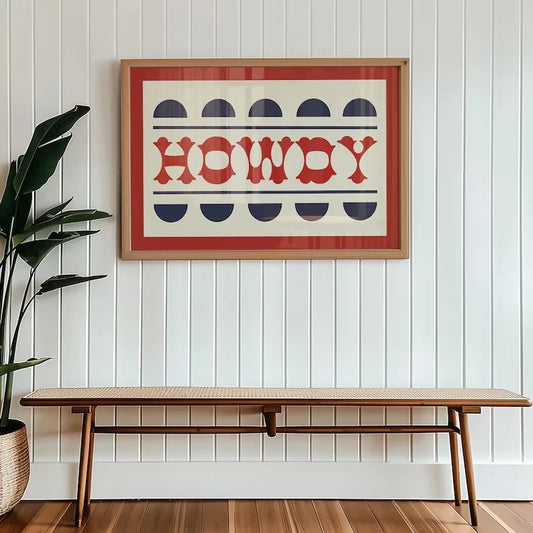 Retro Howdy Southern Canvas Wall Art Print | Home Decor Canvas Wall Art Peaceful Pleasures Health and Wellness G4555 21x30cm Black Framed
