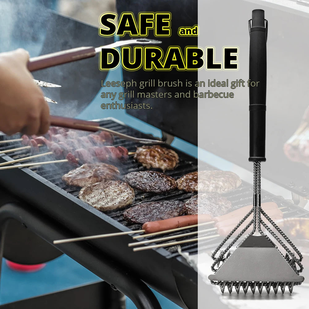 Safe Grill Brush, Bristle Free BBQ Grill Brush, Great Grilling Accessories, Rust Resistant Stainless Steel Barbecue Cleaner Peaceful Pleasures Health and Wellness