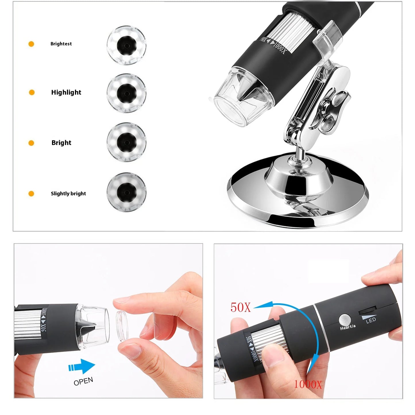 Wifi Handheld Industrial Digital Microscope, Biological Mobile Phone Maintenance, Usb Video Electronic Magnifying Glass 1000X Peaceful Pleasures Health and Wellness