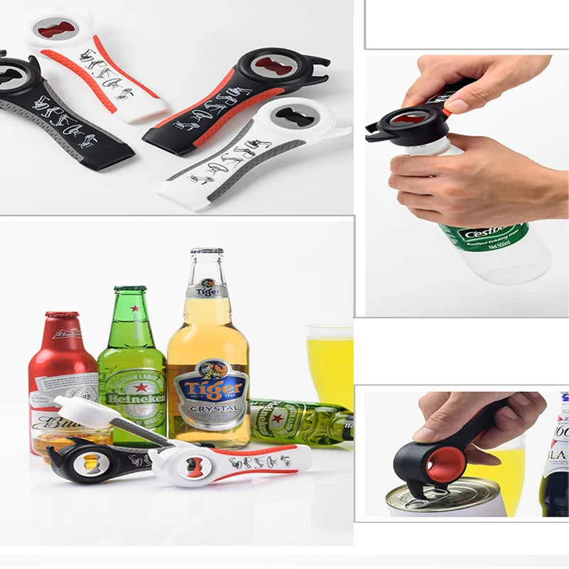 5-in-1 Multifunctional Beer Bottle Opener Can Anti-Slip Handle Durable Camping Portable Home Kitchen Tool Beer Opener Corkscrew Peaceful Pleasures Health and Wellness