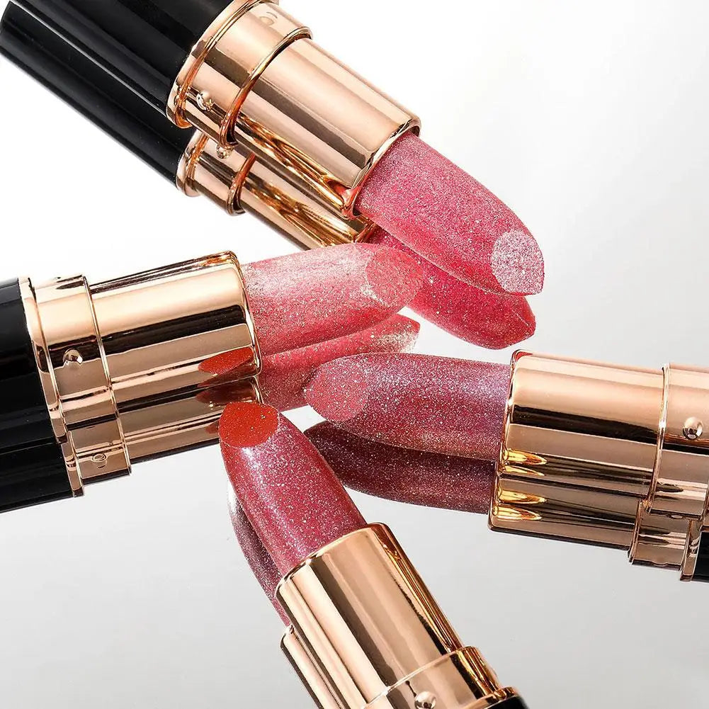 6 Colors Glitter Lipstick Waterproof Lasting Diamond Pearlescent Metallic Lipstick Women Lips Makeup Cosmetic Peaceful Pleasures Health and Wellness