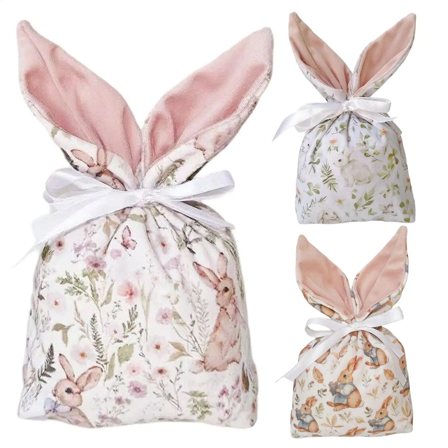 Easter Rabbit Ear Candy Bags – 10Pcs Drawstring Party Favor Pouches