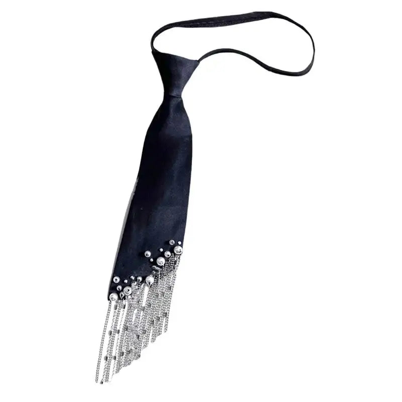 Women's Vintage Fringe Tassel Tie – Beaded Chain Neckwear