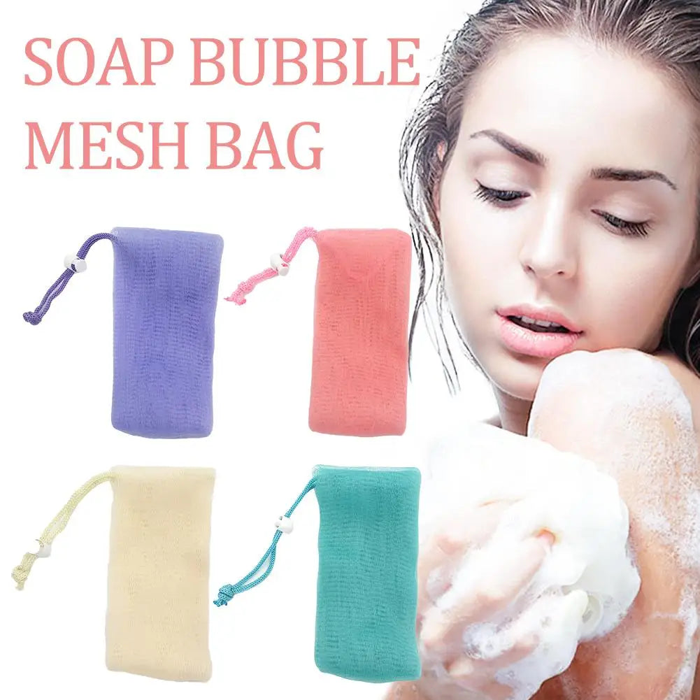 Exfoliating Mesh Soap Bag – Drawstring Foaming Net Shower Pouch