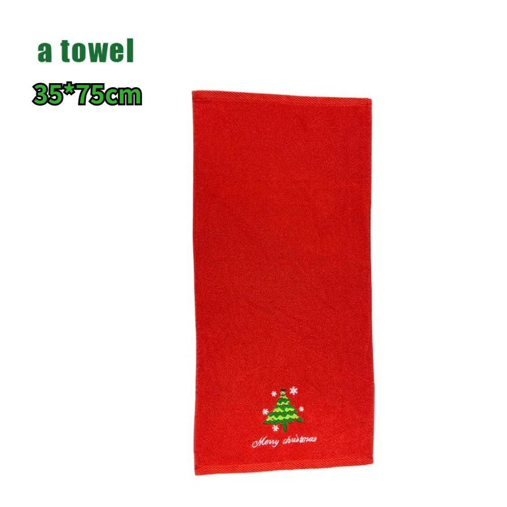 Christmas themed embroidered soft and skin friendly pure Cotton towels suitable for daily kitchen and bathroom use Peaceful Pleasures Health and Wellness 05