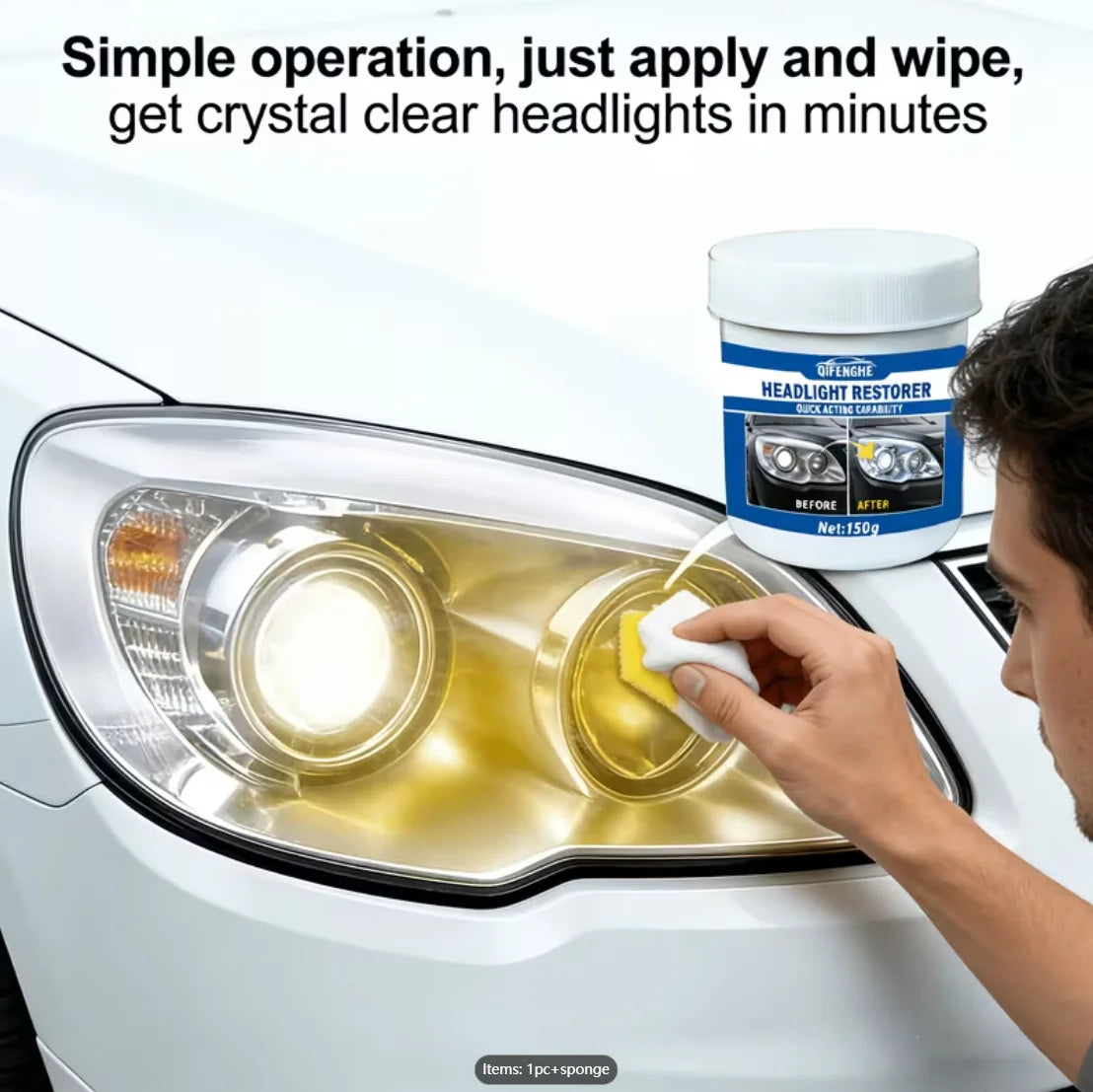 Headlight Restoration Paste – Removes Oxidation, Haze & Yellowing
