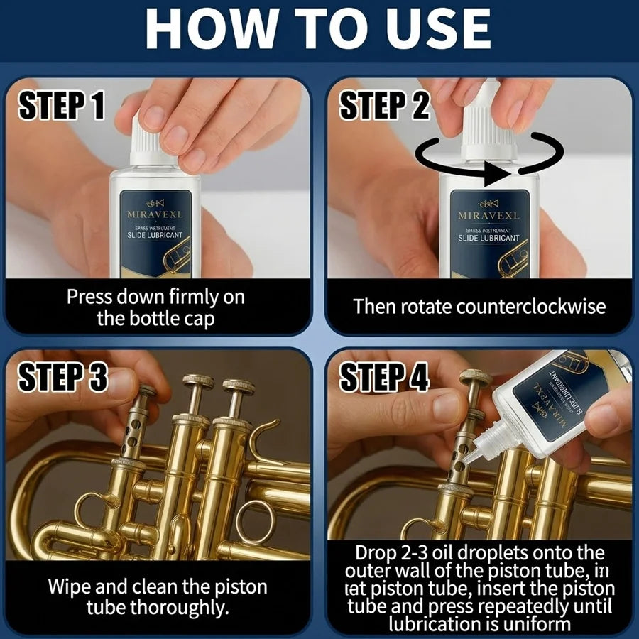 MIRAVEXL Brass Valve Oil 30ml – Trumpet, Horn, Tuba Lubricant