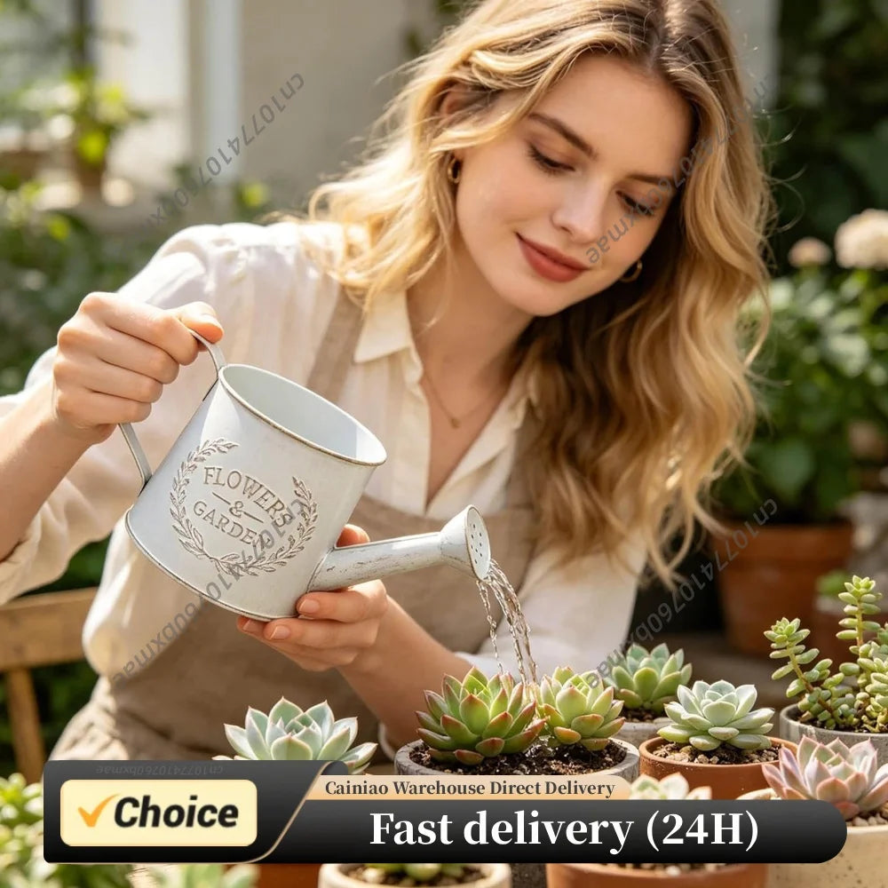 Metal Garden Watering Can with Handle Small Garden Watering Bucket Vintage Garden Watering Pot for Succulents and Indoor Plants Peaceful Pleasures Health and Wellness