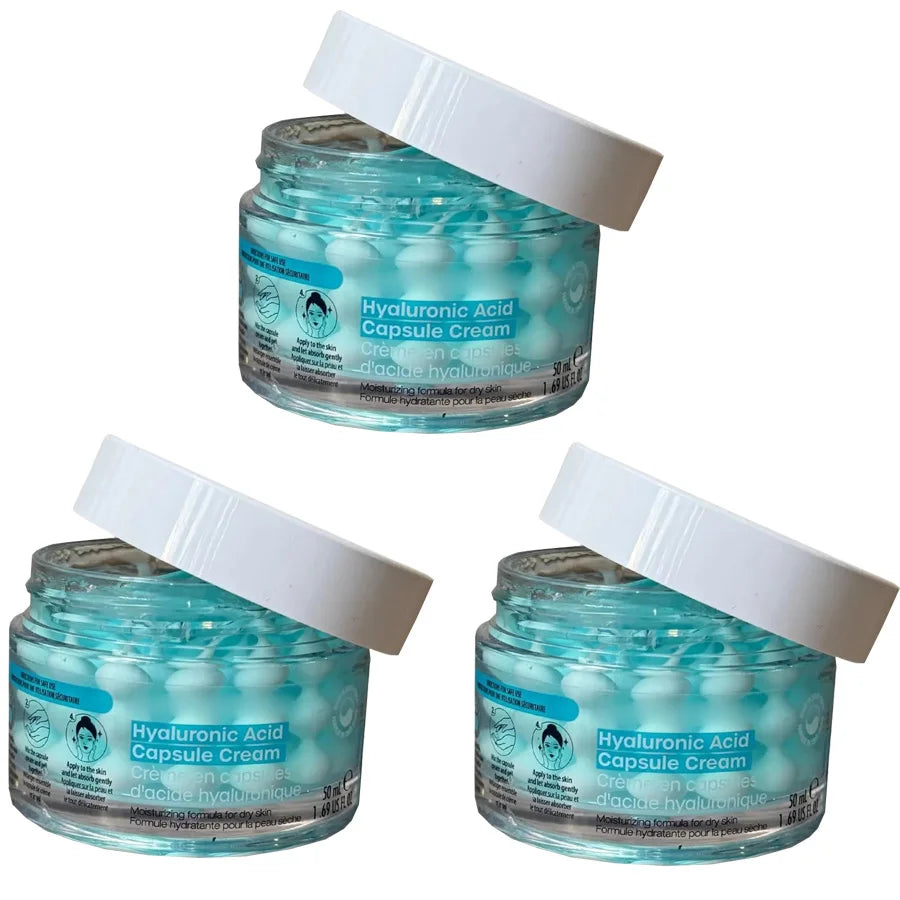 Hyaluronic Acid Capsule Cream with Hyaluronic Acid & Multiple Peptides, Moisturizes & Nourishes for Softer, Confident Skin Peaceful Pleasures Health and Wellness 50gx 3 piecs