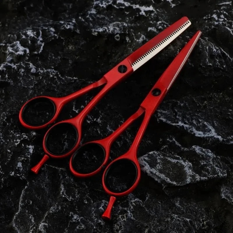 Hair Scissors Cutting+Thinning Set Salon Shears Barber Scissors Shop 6 Inch Hairdressing Scissors Professional High Quality Red Peaceful Pleasures Health and Wellness