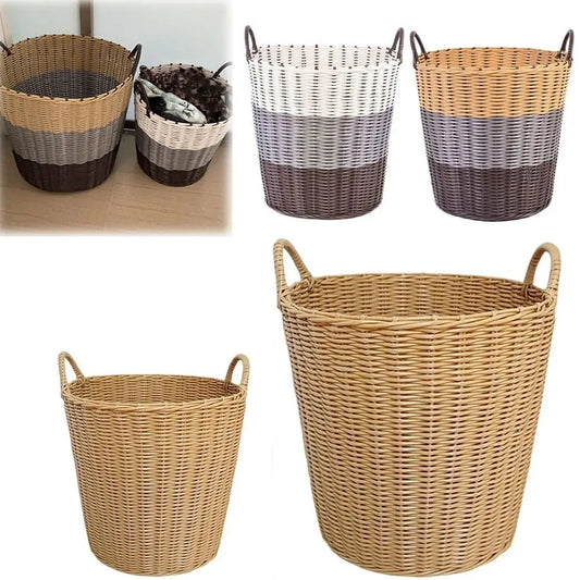 Foldable Rattan-Style Laundry Basket | Wicker Storage Basket Foldable Laundry Basket Peaceful Pleasures Health and Wellness
