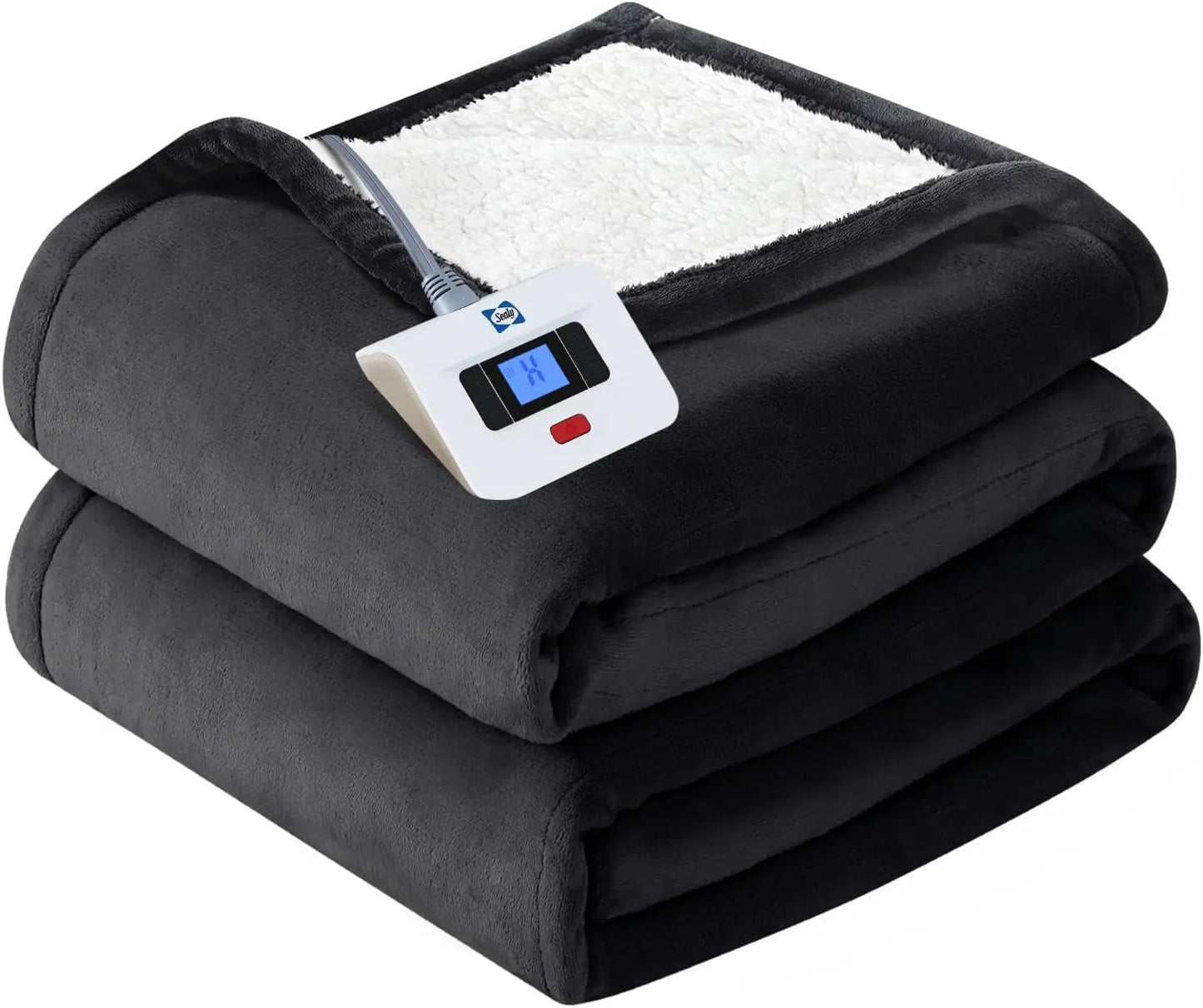 Twin Electric Heated Blanket 62x84" – Flannel & Sherpa, ETL/FCC, Grey Peaceful Pleasures Health and Wellness United States