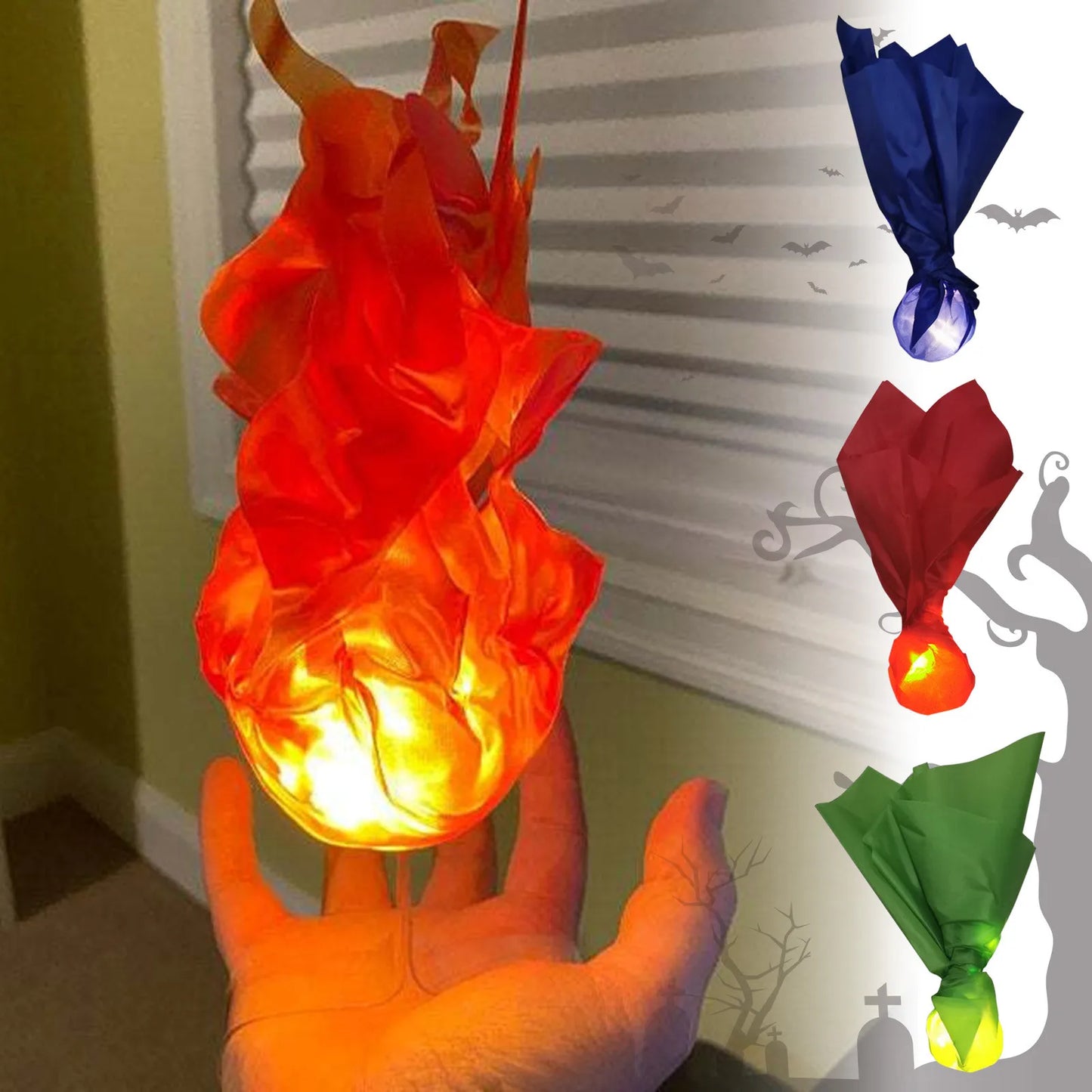 Halloween Decor Props Simulation Floating Fireball Lamp Artificial Fire Flame Atmosphere Light For Cosplay Role Play Party Peaceful Pleasures Health and Wellness