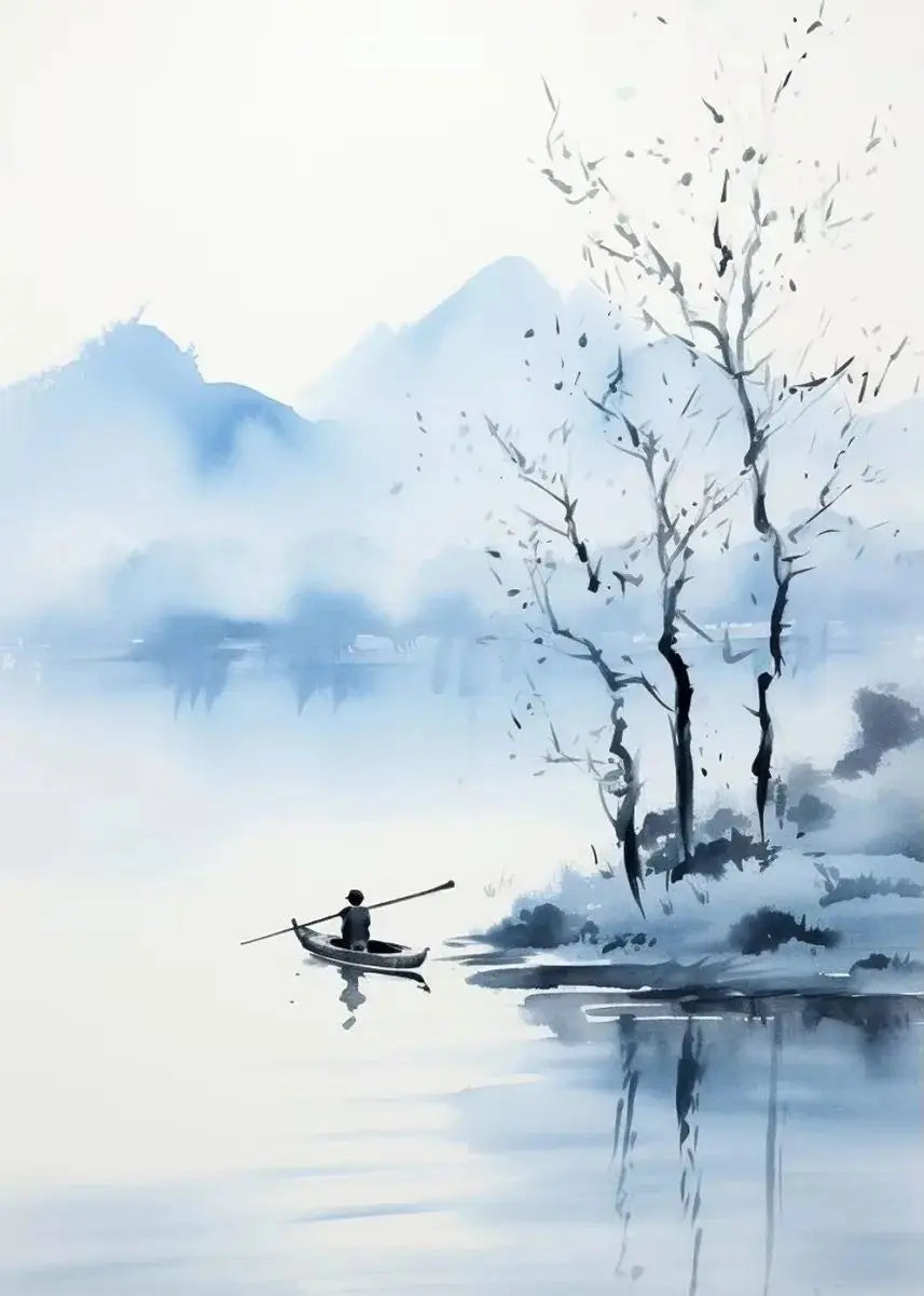 Japanese Autumn Watercolor Canvas Wall Art | Bamboo Blossom