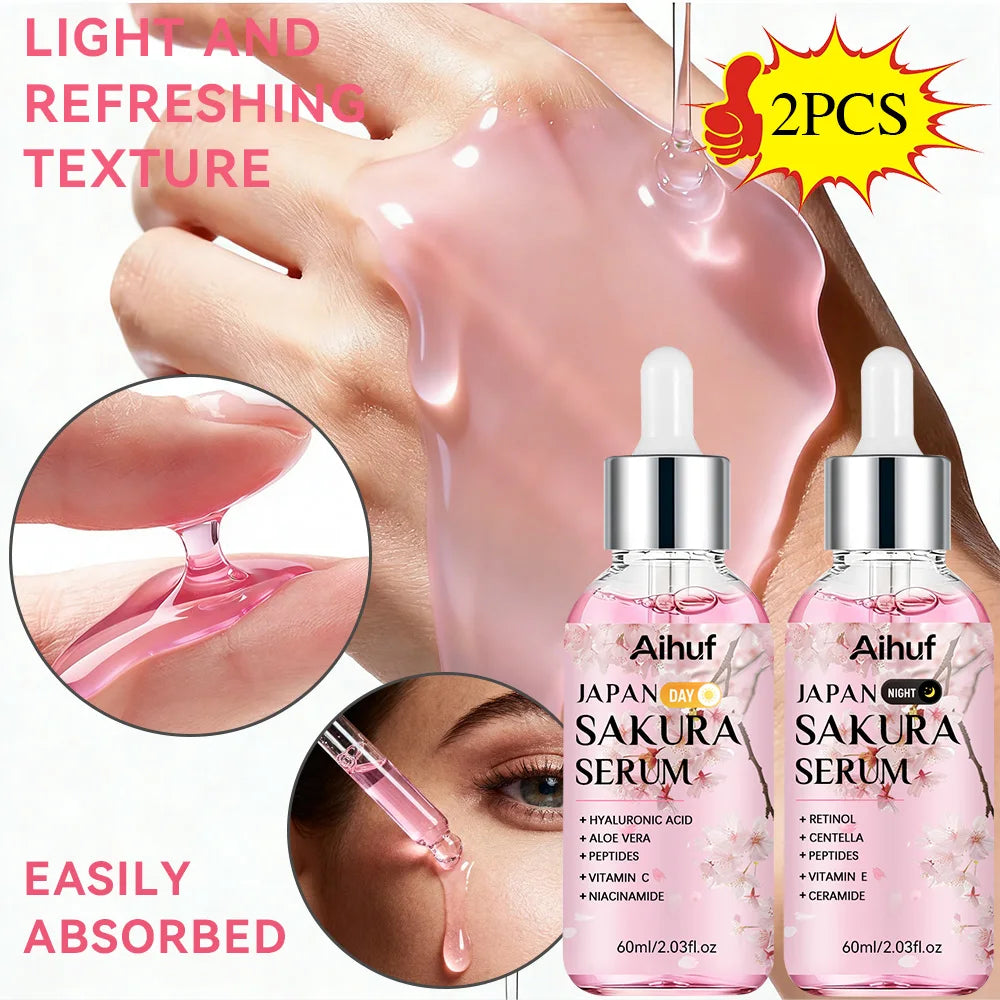 Sakura Day & Night Face Serum Set – Niacinamide & Vitamin C