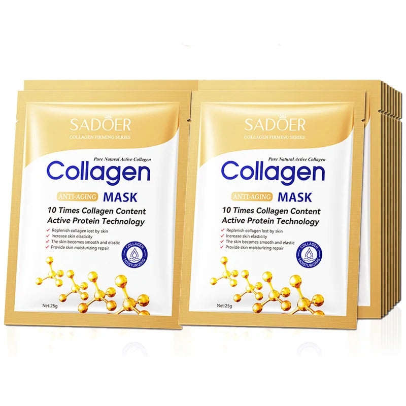 SADOER Collagen Face Mask 10pcs – Firming & Moisturizing Sheet Mask