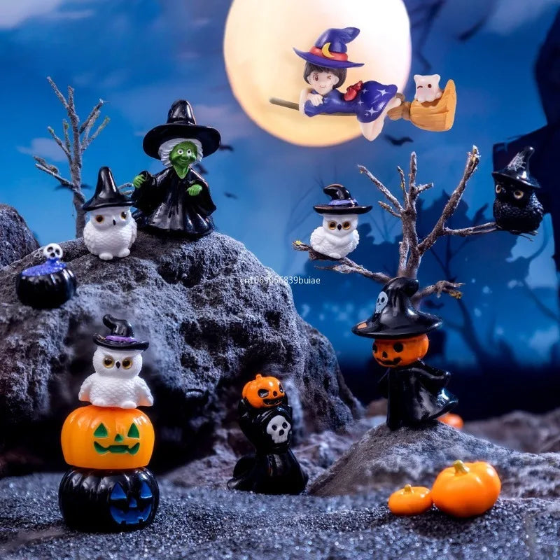 1pcs Halloween Witch Owl Bat Ghost Skeleton Candle Figurine Home Decor Miniature Fairy Garden Decoration Accessories Home Decor Peaceful Pleasures Health and Wellness