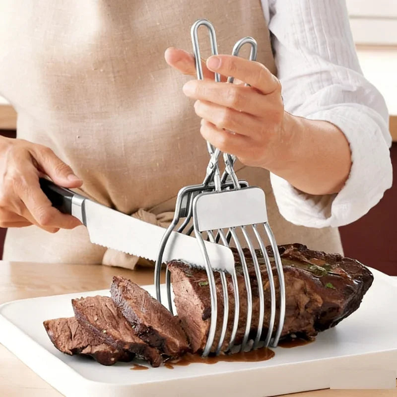 2026 New Stainless Steel Multi-function BBQ Clip Slicer Rustproof Portable Meat Ham Bread Cutter Kitchen Tool for Home Outdoor Peaceful Pleasures Health and Wellness
