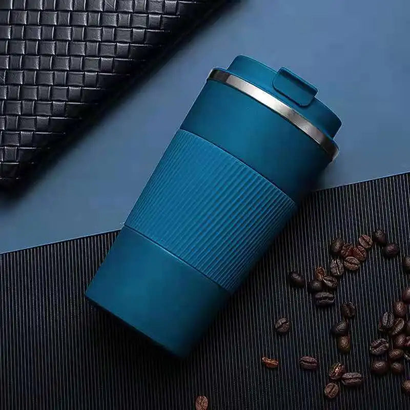 Stainless Steel Vacuum Insulated Car Coffee Cup | 6–12Hr Insulated Travel Mug Peaceful Pleasures Health and Wellness Blue 380ml