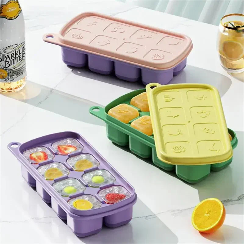 Food Grade Silicone Ice Cube Molds with Lid, BPA Free Silicone Ice Trays for Freezer, Reusable Ice Storage Boxes for Kitchen, Peaceful Pleasures Health and Wellness