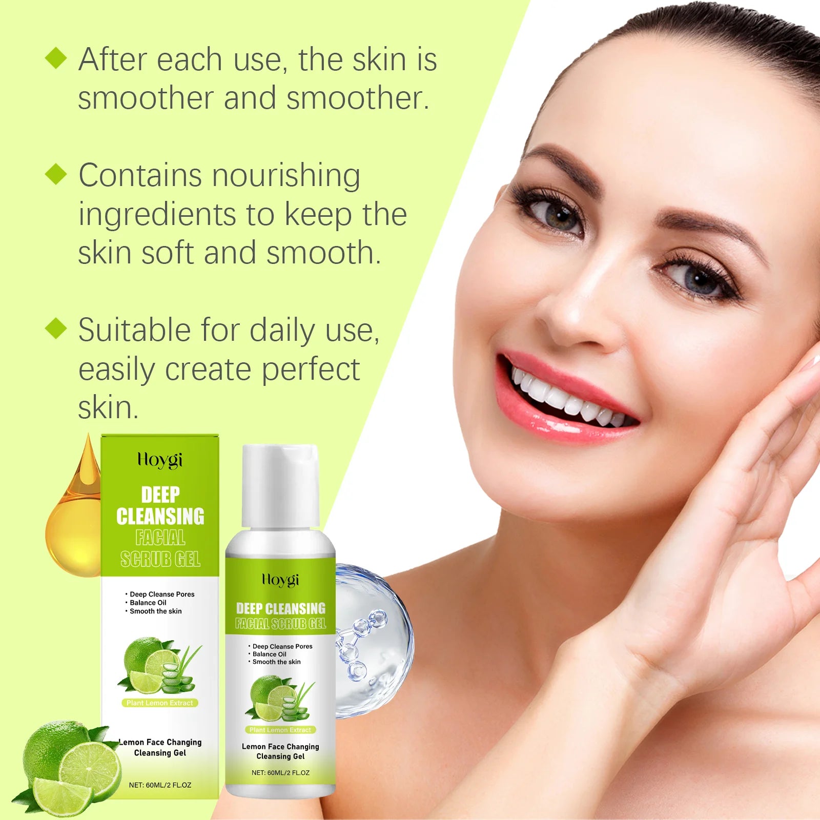 Peach Exfoliating Gel for Face Oil Control Deep Cleansing Skin Brightening Remove Dead Skin Smoothing Lemon Facial Scrub Gel 60g Peaceful Pleasures Health and Wellness