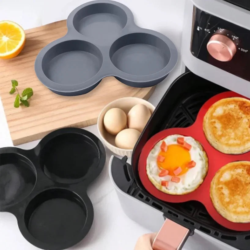 2-Pack Silicone 3-Cavity Egg Muffin Mold for Air Fryer & Oven