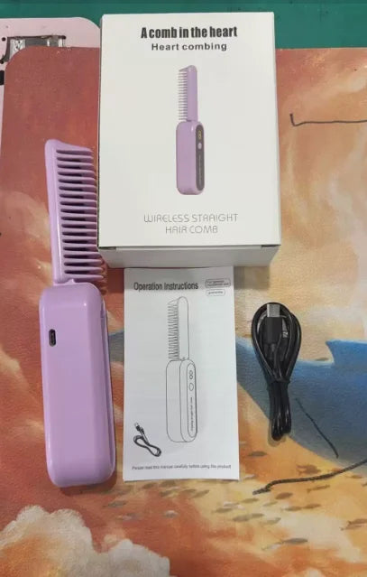 Cordless Folding Hair Straightener & Curler Comb | Wireless
