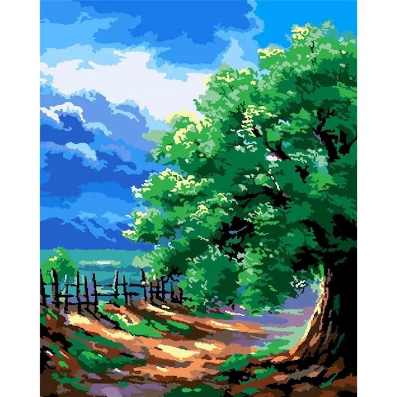 GATYZTORY Oil Painting By Numbers On Canvas Coloring By Numbers Forest Stream Landscape Picture Drawing Home Decor For Adults Peaceful Pleasures Health and Wellness