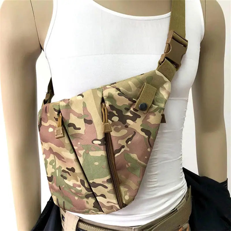 Outdoor Cycling Crossbody Bag Multi Functional Tactical Chest Bag Mountaineering Army Fans Chest Hanging Bag Men's Shoulder Bag Peaceful Pleasures Health and Wellness