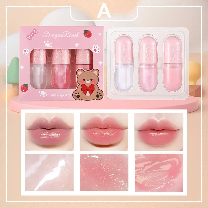 Dragon Ranee Pearly Lip Gloss Set – Mirror Glaze Lip Oil, 3pc