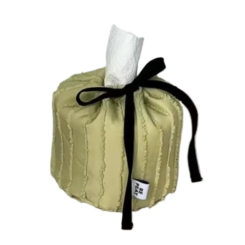 Tassel Textured Tissue Box Tassel Glossy Paper Box Living Room Tissue Kitchen Tissue Decoration Set Fabric Small Storage Box Peaceful Pleasures Health and Wellness Green